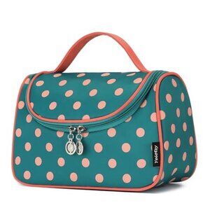 Travel Cosmetic Bag for Women – Polka Dot Makeup Bag Organizer